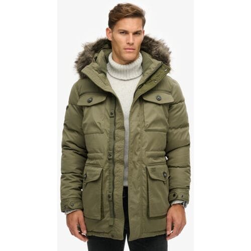 Superdry Chinook Parka van Imitatiebont Groen Grootte: XL
