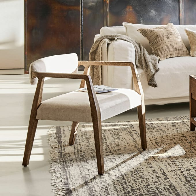 LOBERON Fauteuil Bronwyn bruin/crème