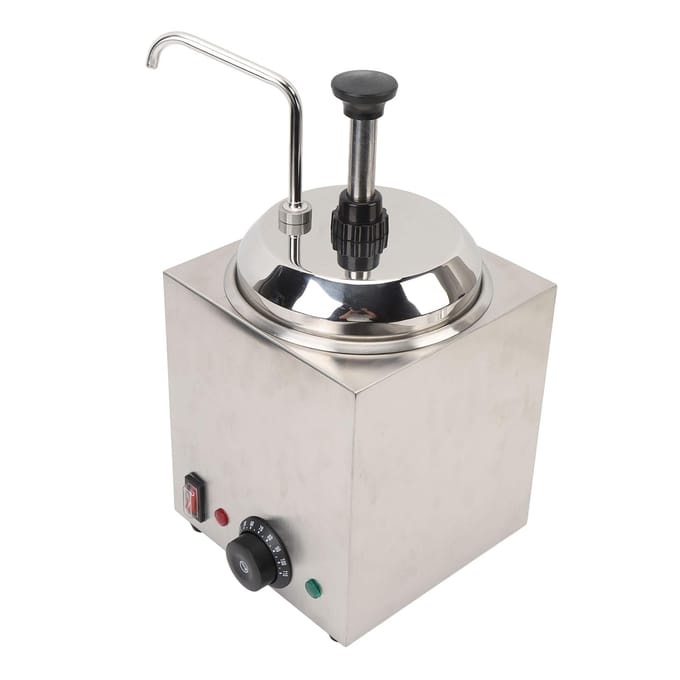 Elektrische Kaasdispenser Machine met Pomp Instelbare Temperatuur RVS Hot Fudge Warmer UK Plug white