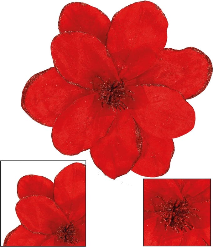 Springos Kunstbloem - Kunststof - Rood - Glitters