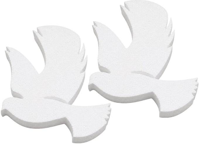 Piepschuim vormen - duif - 2x - H25 x B20 cm - styropor hobby / DIY vorm - basis knutselfiguren