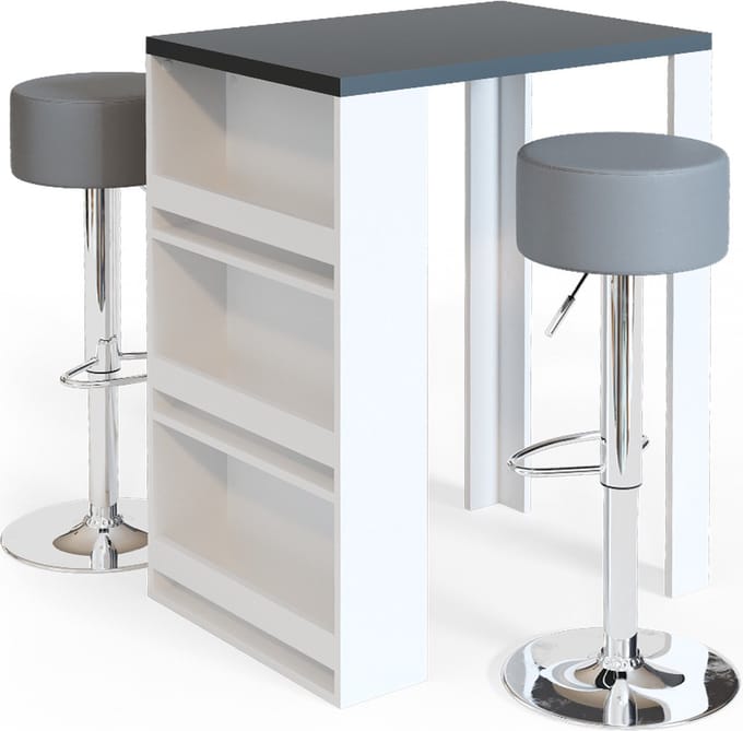 Vicco Bartafel set – 57 x 80 cm met 2 barkrukken Antraciet/wit