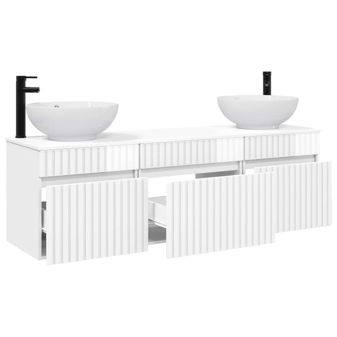 vidaXL - Badkamerkast - set - 3 - st - Hoogglans - Wit - 49 - x - 44,5 - x - 66,5 - cm