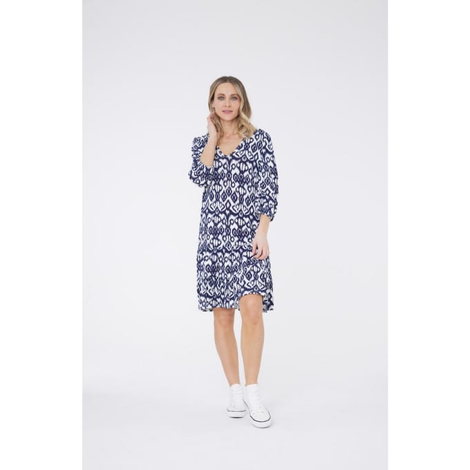 Jurk met tribale print - Blauw