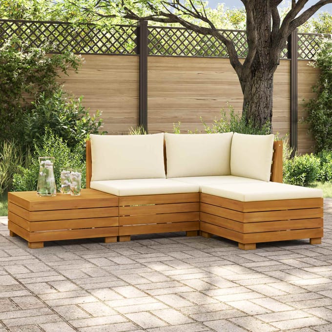 vidaXL - 4 - st - Buiten - bank - set - Massief - Acacia - Hout - Bruin