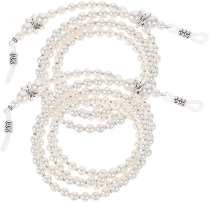 Brilketting Set - Brilkoord Ketting - Voorkomt Vallen - Kristal Design - 75 cm - Wit