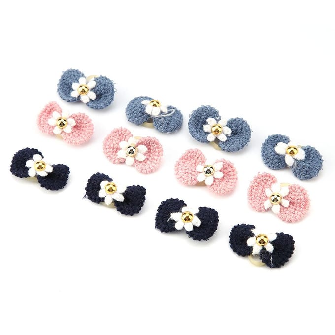 12 Stuks Huisdier Haaraccessoires Hond Elastisch Haar Touw Band Kat Strik Vorm Hoofddeksel gray
