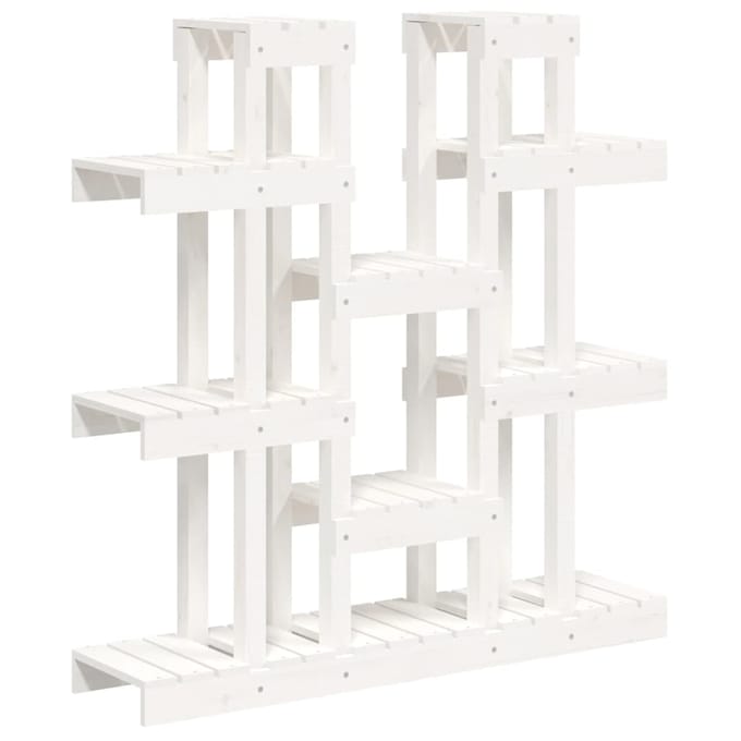 vidaXL - Plantenstandaard - wit - 104,5x25x109,5 - cm - massief - grenenhout