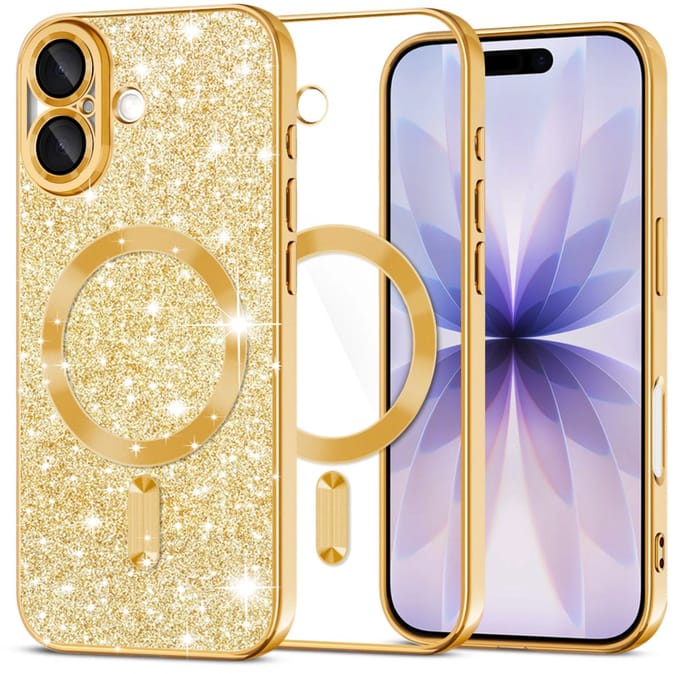 Techsuit Luxury Glitter MagSafe - Hoesje - iPhone 17 - Goud - MagSafe