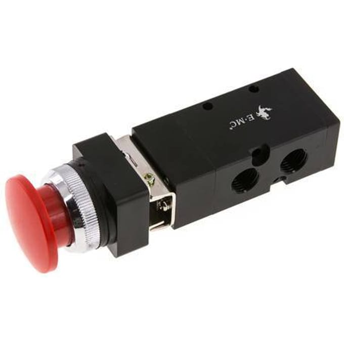 5/2 G1/4'' (G1/8'') Handbediend Ventiel Rood 0-8bar/0-112psi E.MC