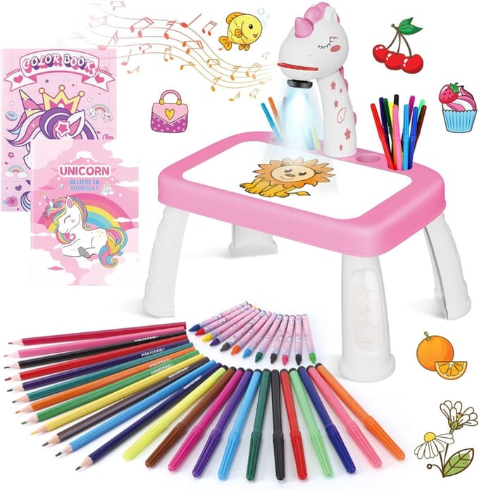 RONN® Tekenprojector - Kinder Tekenprojector - Tekenprojector Kinderen - Roze - 10cm x 39cm x 33cm