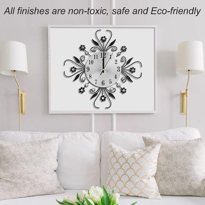 IJzer Europese Stijl Bloemvormige Wandklok Hangende Wandklok wit