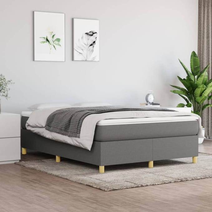 vidaXL - Boxspring - bed - stof - donkergrijs - 140x200 - cm