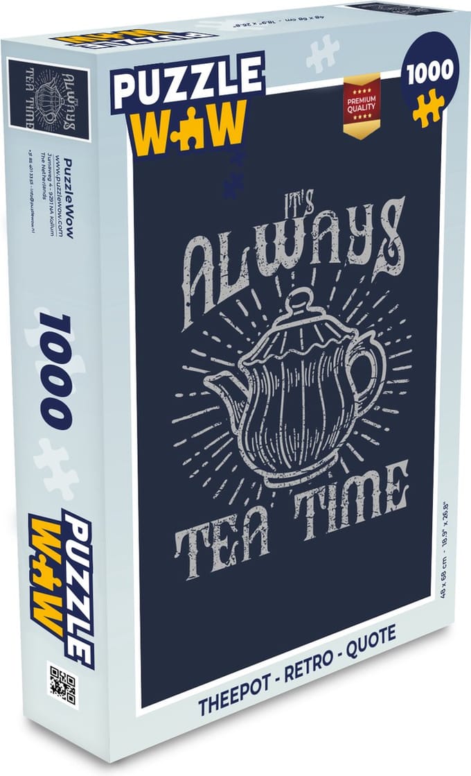 Puzzel Theepot - Retro - Quote - Legpuzzel - Puzzel 1000 stukjes volwassenen