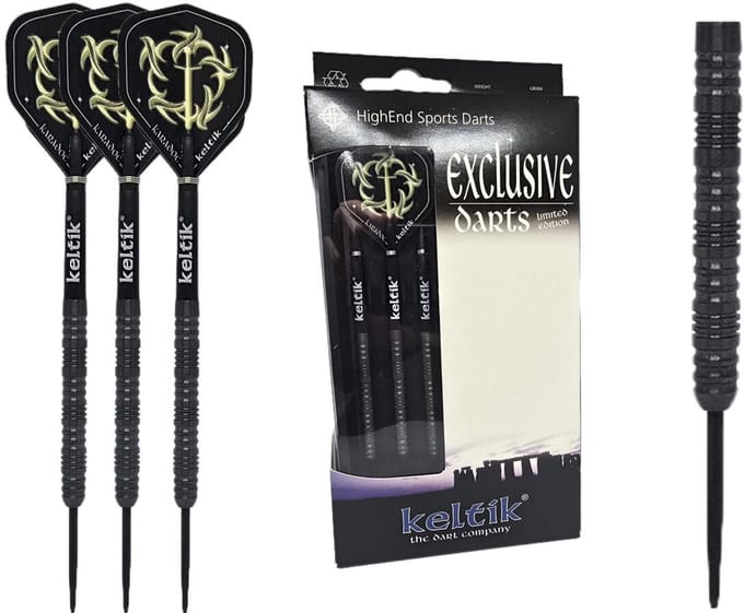 Steeldart stalen dartpijlen Keltik Corvin 22 g Black â€“ 90% wolfraam
