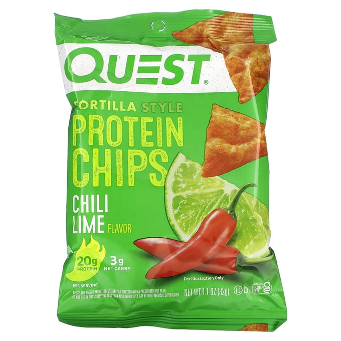 Quest Nutrition Protein Tortilla Chips (8x32g) Chili Lime - Functionele voeding - Eiwit Snacks