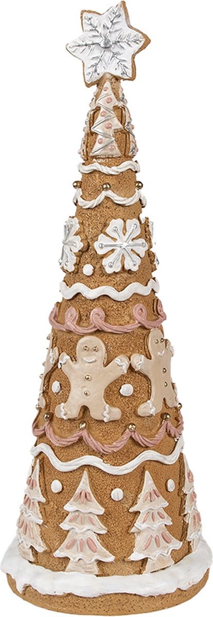 Clayre & Eef Kerstdecoratie Kerstboom Ø 14x37 cm Bruin Polyresin