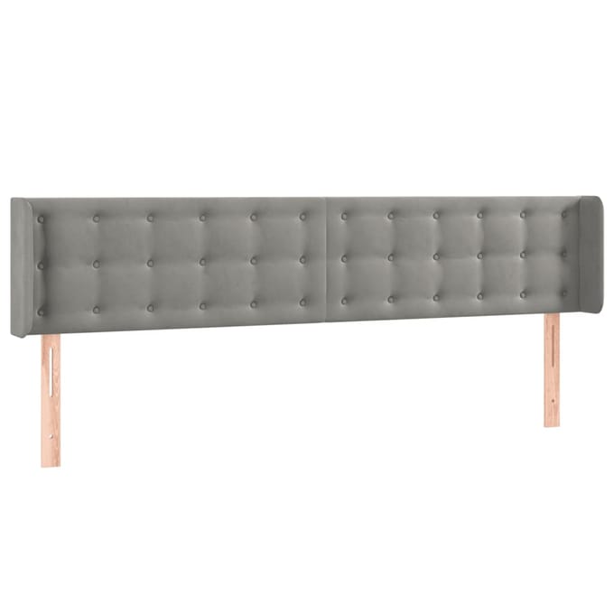 vidaXL - Hoofdbord - LED - 183x16x78/88 - cm - fluweel - lichtgrijs