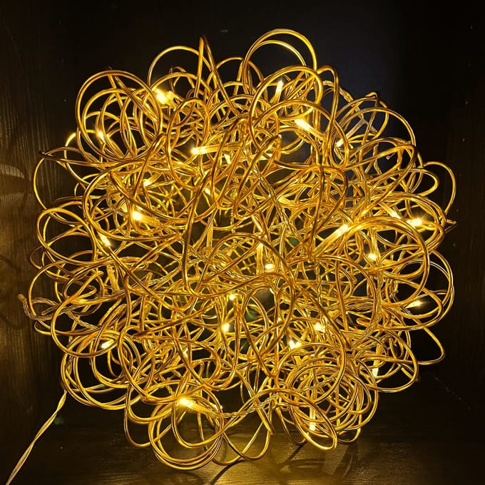 3D Kerstbal "Galax Cluster" met 50 warmwitte LEDs - Koper ø30 cm
