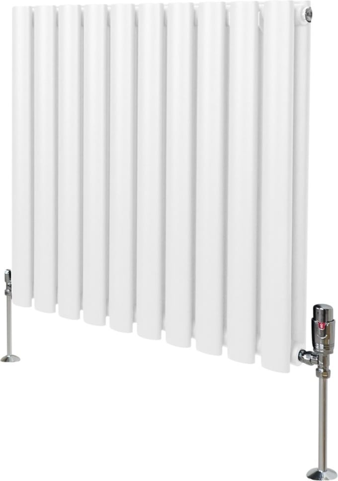 Ovale radiator & trv chroomkranen - wit - 600mm x 600mm - 15jr