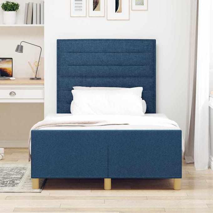 vidaXL - Bedframe - met - hoofdeinde - Blauw - 120 - x - 200 - cm - Stof