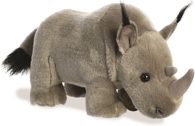 Aurora Pluche neushoorn knuffel - grijs - 26 cm - dieren knuffels savanne