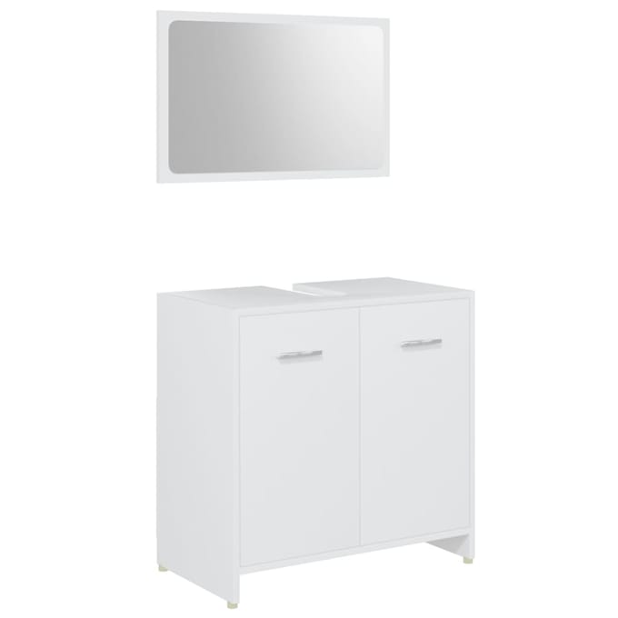 vidaXL - 4-delige - Badkamermeubelset - bewerkt - hout - wit