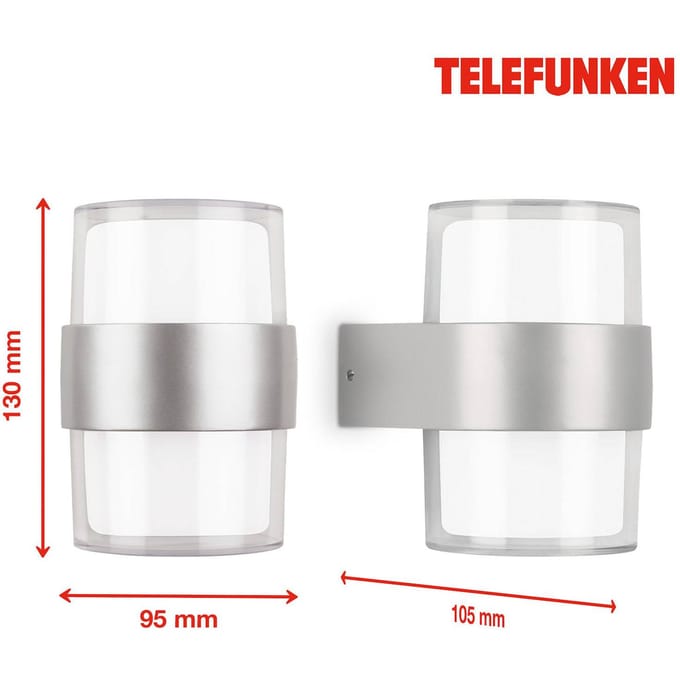 Telefunken Cludu LED buitenwandlamp, zilver