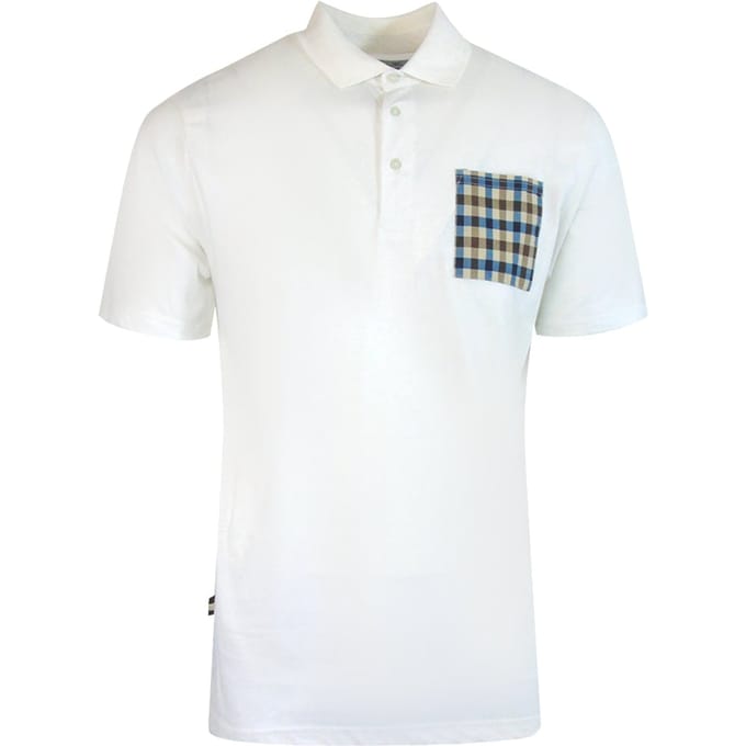 Aquascutum Active Beach Sailor Check Polo Optical White Polo Shirt