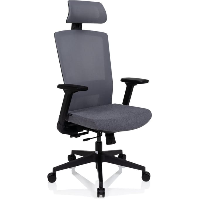 hjh OFFICE Captivo - Professionele bureaustoel - Grijs - stof / netstof