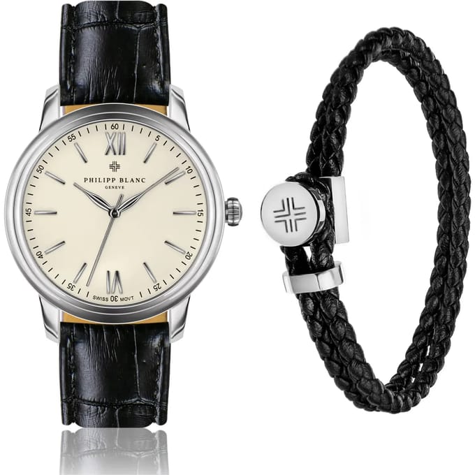 Krokodillenleren horloge en band Philipp Blanc Geneva