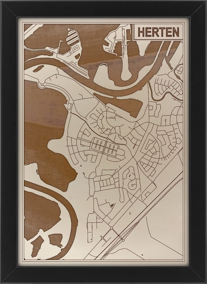 Houten stadskaart van Herten