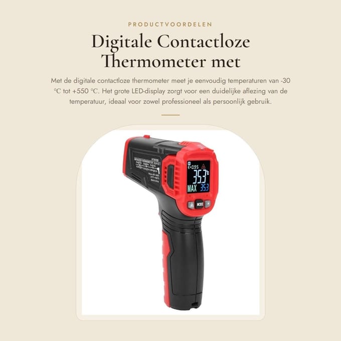 Dailygoods - Digitale Contactloze Thermometer met LED-display voor Temperatuurmeting