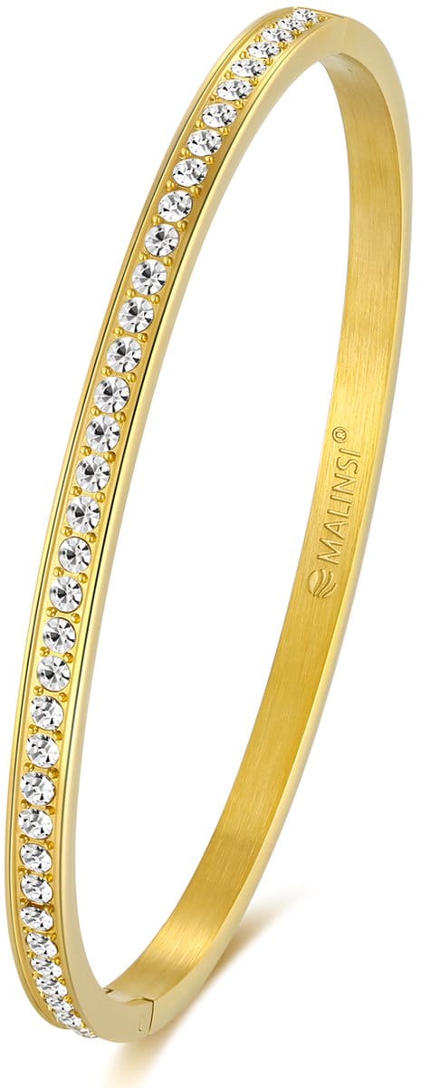 Malinsi® Armband Dames Bangle Diamant - Gold Plated RVS 19cm - Sieraden Armbanden Vrouw