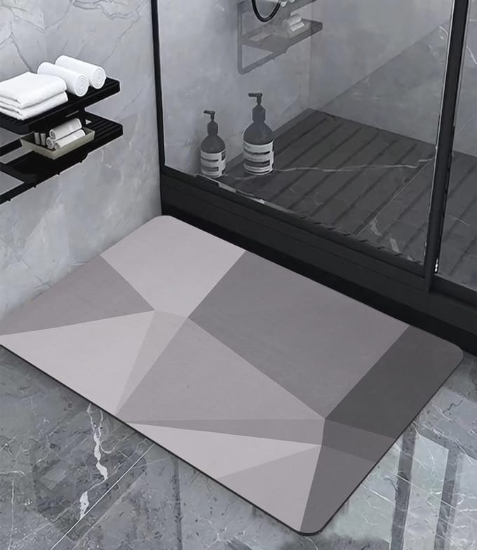 Antislip Badmat - Absorberende en Sneldrogende Badkamermat 60 x 40 cm Grijs
