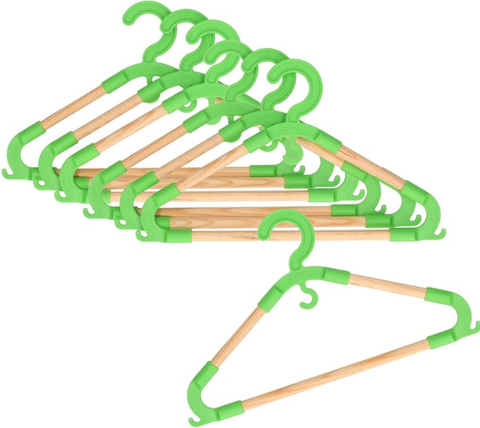 Storage Solutions kledinghangers voor kinderen - 9x - kunststof/hout - groen - Sterke kwaliteit