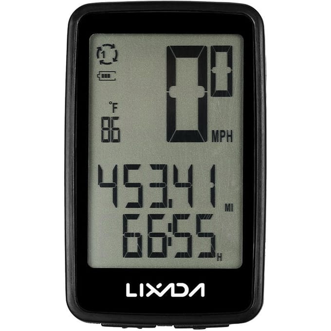 Lixada USB oplaadbare draadloze fietscomputer met fietssnelheidsmeter, kilometerteller zwart