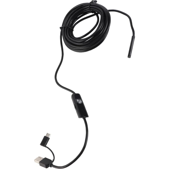 Endoscoop Camera Mobiele Telefoon PC USB Type C 3 In 1 voor Android met LED Licht voor Automobiel 5 meter Harde Draad 5.5mm black