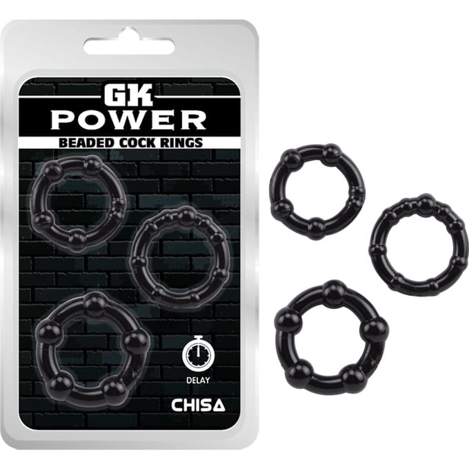 GK Power - Beaded Cockringen Set - 3 stuks - Zwart