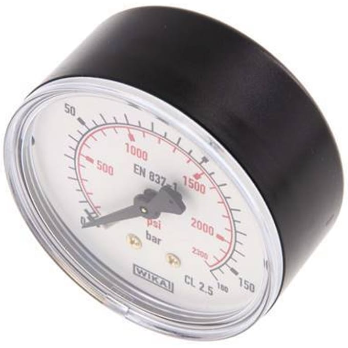 0..160 Bar Manometer Achteraansluiting Kunststof/Messing 63 mm Klasse 2.5