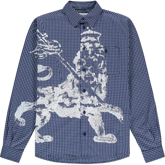 Geruite en bedrukt shirt The New Originals Lion Button