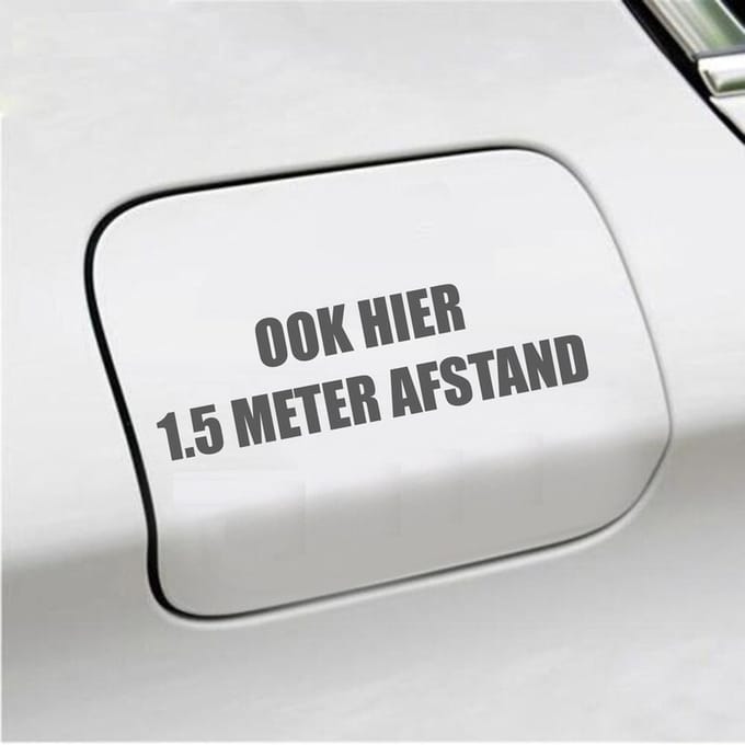 Bumpersticker - Ook Hier 1,5 Meter Afstand - 4,2 X 14,8 - Antraciet