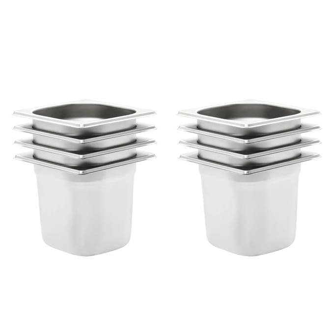 vidaXL - Gastronormbakken - 8 - st - GN - 1/6 - 150 - mm - roestvrij - staal