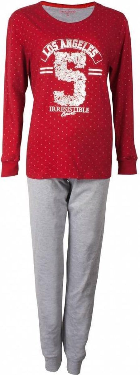 Irresistible Dames Pyjama - Katoen - Ronde Hals - Rood - Maat L