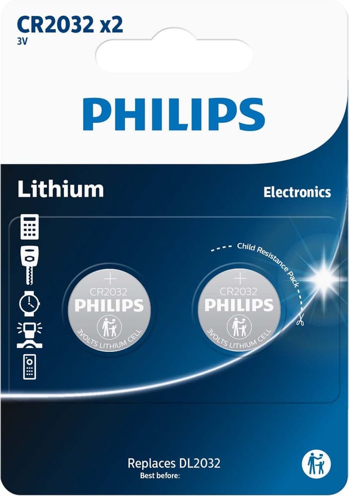 Philips - Philips Lithium Batterij CR2032 - 2 stuks