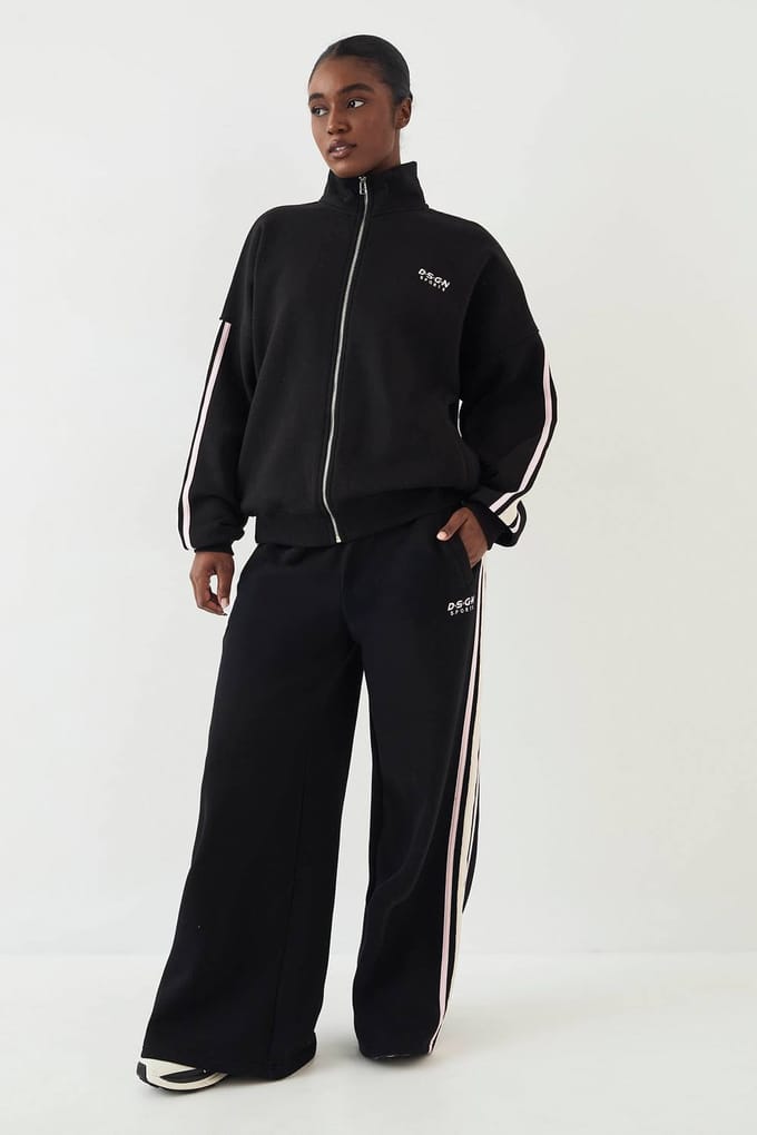 Dames DSGN Studio Sport Colour Block Rechte Pijp Jogger | Zwart | Maat: Medium