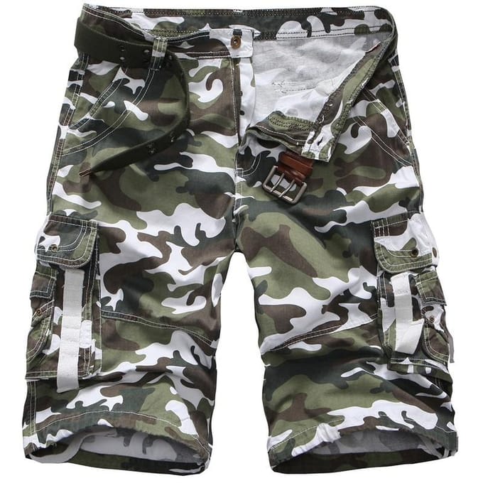 Zomer heren losse grote maten casual camo korte broek cargoshorts 38 legergroene kleur