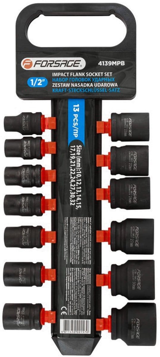 Forsage Serie F-4139MPB - Dopsleutelset - 1/2" - Cr-Mo Staal - 13 Stuks