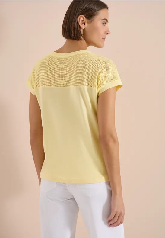 Shirt met boothals en mesh inzet