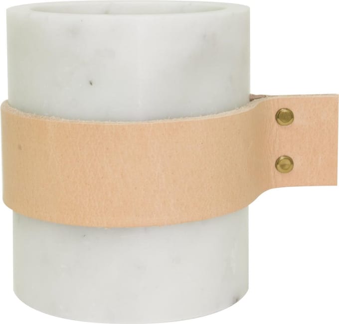 TAK Design Vaas Carlo L - Incl. Lederen Band - Marmer - 8 x 22 cm - Wit